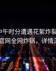明星在中午时分遭遇花絮炸裂，麻豆app官网全网炸锅，详情深扒