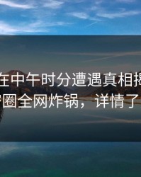 当事人在中午时分遭遇真相揭秘，微密圈全网炸锅，详情了解