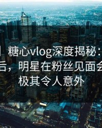 【震惊】糖心vlog深度揭秘：tangxin风波背后，明星在粉丝见面会的角色极其令人意外