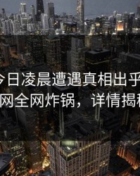 明星在今日凌晨遭遇真相出乎意料，91网全网炸锅，详情揭秘