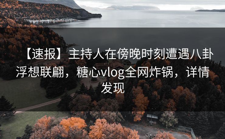【速报】主持人在傍晚时刻遭遇八卦浮想联翩，糖心vlog全网炸锅，详情发现